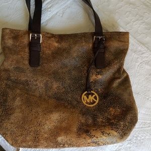 distressed brown michael kors bag